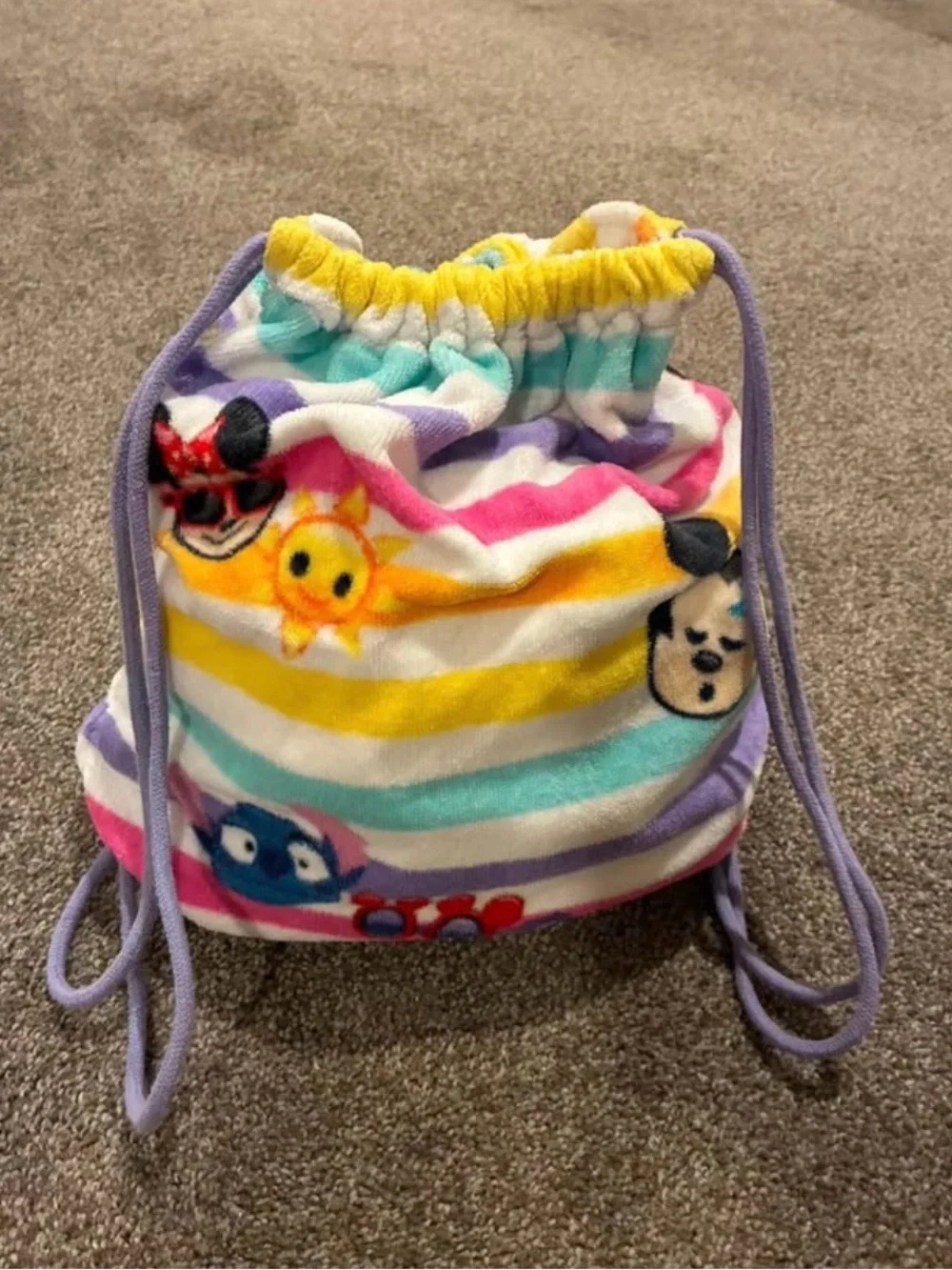 Disney Multicolor Stripe Beach Towel with Playful Accents